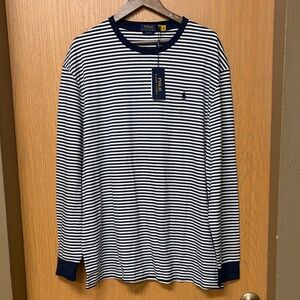 Polo by Ralph Lauren Black and White Striped Long Sleeve Shirt